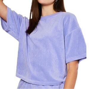 New Terry Cloth Purple Short Sleeve Top Size Medium